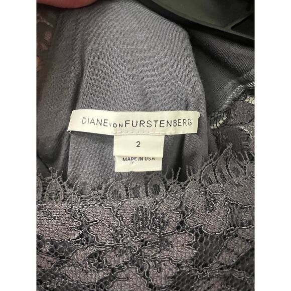 Diane VonFurstenberg Grey Lace Dress Sz 2 - Picture 3 of 3